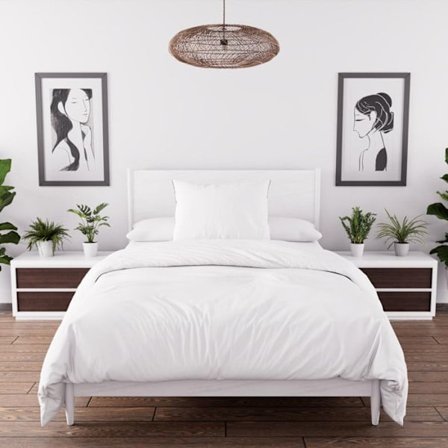 Parure påslakan i tvättad mikrofiber 140x200 cm BOHEME vit, av Soleil d'Ocre