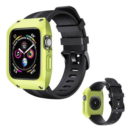 Apple Watch Series 3/2/1 42mm silikoninen kellonauha - Vihreä / Musta Black