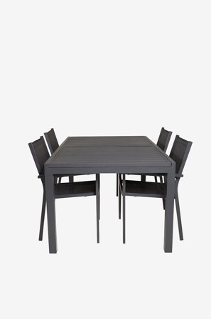 Venture Home - Matgrupp Marbella med 4st matstolar Copacabana - Svart - Matgrupper - Från Homeroom