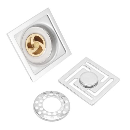 Gulvsluk i rustfritt stål, firkantet, stor kapasitet, deodorant dusjgulvsluk for kjøkken, bad, garasje, kjeller, balkonger