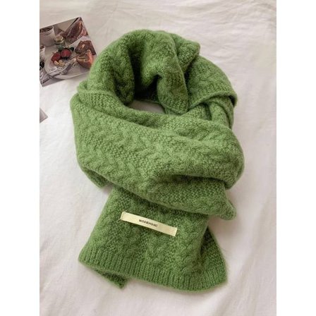 Avocado Grøn Dame Strikket Halstørklæde - One Size
