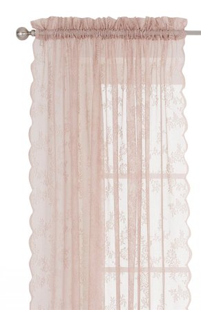 Cellbes of Sweden - Mønstret blondegardin 2-pack i støvet rosa i størrelse 150 x 250 cm