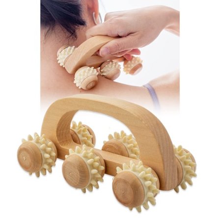 Håndholdt massagerulle til ømme muskler, træ fascia rulle til dybvæv, lymfedrænage massageapparat til ben/lår/balder