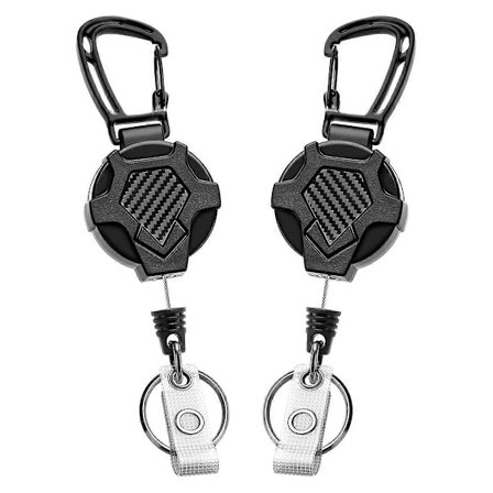 Udtrækkelig nøglering med snor, kraftig ID-badgeholder med karabinhage, udtrækkelige badgeholdere 2 stk.