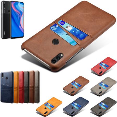 Huawei P Smart Z Skal Fodral Skydd Skinn Läder Kort Visa - Röd P Smart Z
