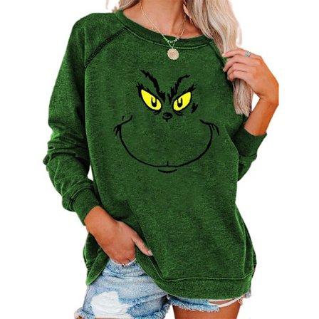 Dam Xmas Grinch Sweatshirt Långärmad blus Pullover