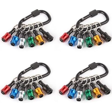 24 st (6 färger med svart karbinhake) 1/4" Hexskaft Aluminium