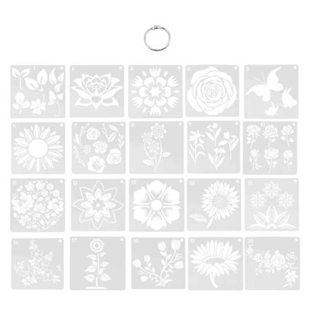 20 stk Malingmaler for Håndverk - Blomstertegningssjablonger for Barn og Voksne - Hvit 15X15CM White 15X15CM