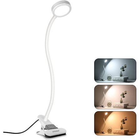 Lamp-Clip LED-skrivbordslampa med läsklämma, skrivbord, säng, med ljus