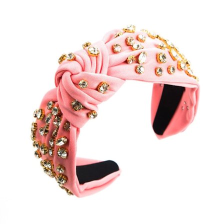 Rhinestone Knot Sponge Hiuspanta Leveä Liukumaton pääpanta PINK