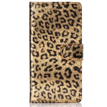 Läderfodral Med Ställ/kortplats Leopard Guld, Iphone 11 Pro Guld