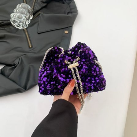 Sequin Bucket Bag Crossbody Axelväskor LILA