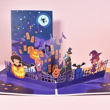 3D-kort för Halloween, Pop-up Halloween-kort, Vikbart kort med kuvert