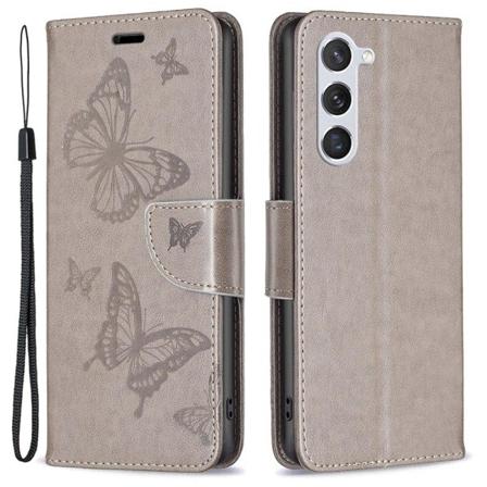 Sommerfugl Samsung Galaxy S23 Flip Etui - Grå Silver grey