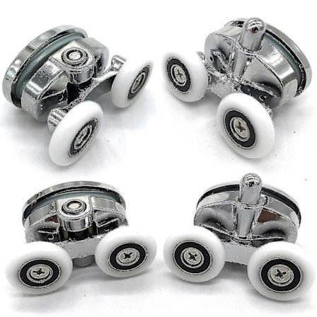 Sats med 4 Duschdörrsrullar - Två Hjul - Oval - Fjärilsformad (23mm) db