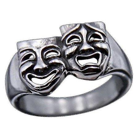 Tragedie Komedie Teater Maske Ring Smil Gråt Ansikt Bred Statement Ring Smykker Mote Stablebar Finger Ring Bånd