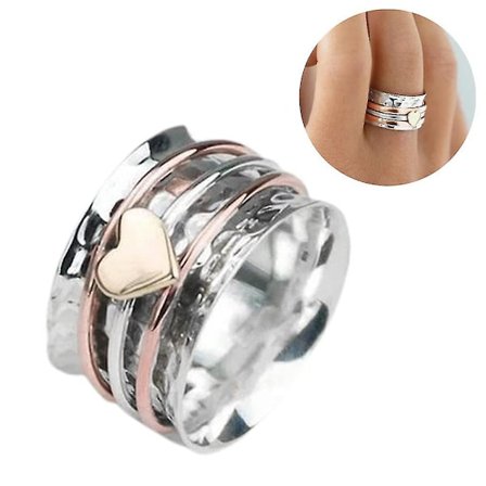Snurrande Kärlek Stress Relief Ring Smycken Kvinnor Dam Present 7