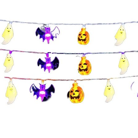 Farverige lyskæder Halloween layout edderkop flagermus spøgelse græskar spøgelsesfestival dekorative lamper hængende lyskæde