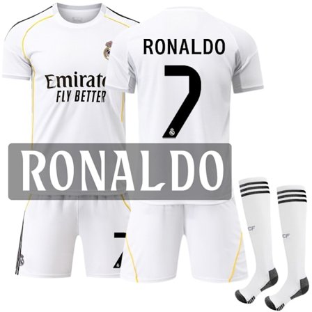 25-26 Real Madrid Hjemmedrakt Barn Fotballdrakt Sett Nr 7 Cristiano Ronaldo 26