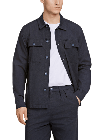 Lindbergh Rip Stop Overshirt Kavajer Herr Blå XL