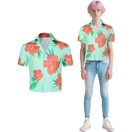 Saja Boys Jinu Kostyme for Barn, Kpop Demon Boys Jinu Saja Boy Cosplay Skjorte Hvit Rutete Bluse Blomstertopp Halloween Karneval Festklær Fritidsklær