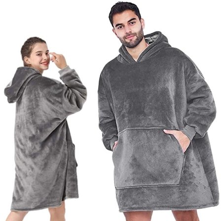 Snuggie Oversized Hoodie Filt Luva Oversize Grå