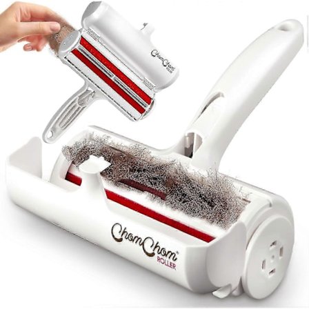 Chom Chom Roller Fjerner af Dyrehår og Genanvendelig Fnugrulle - ChomChom Katte- og Hundehårsfjerner til Møbler, Sofa, Tæppe, Tøj og Være [DB]