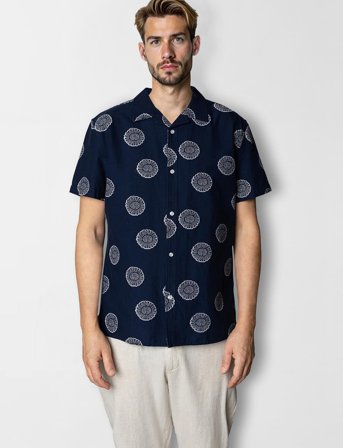 Clean Cut Copenhagen Bowling Miller Shirt Ss - Navy - L