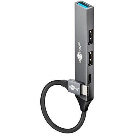 Ohut USB-keskitin 4 portilla, USB-C - USB-C /USB-A, 5 Gbit/s