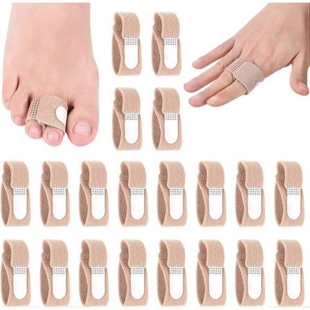 20 stk. tåbeskyttere, hammer tå korrigerere, fingerbandasje skinner, tåbandasje, tåkorrigerer bandasjer, skinner og slynger for fingerstøtte Z