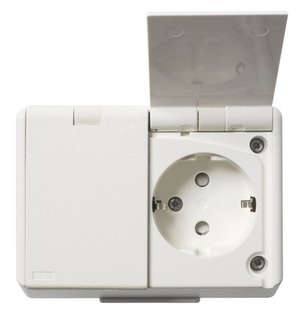 ELKO Dobbel stikkontakt sprutsikker påvegg