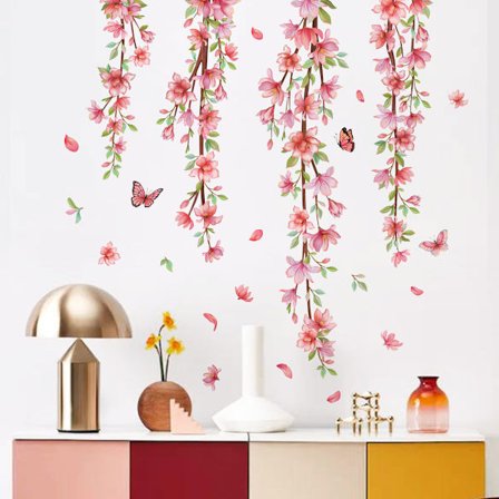 Perhoskukka seinätarrasetti itseliimautuva makuuhuoneeseen