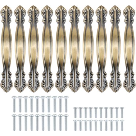 10 kappaletta Vintage Antique Arch -kaapin vetimiä - Huonekalujen ovenkahvat 4,3 tuumaa pitkät (64 mm:n reikäväli) - Vihreä pronssi