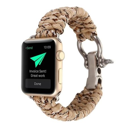Apple Watch Series 4 40mm retkeily ja sportti kellon ranneke letitetystä nailoni narusta - Beige