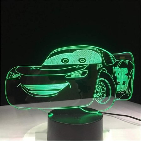 Poikien syntymäpäivälahja Lightning McQueen Route 66 -kilpa-autosi 3D 7-värinen lamppu Visuaalinen LED-yövalo lapsille Kosketus USB-pöytälamppu