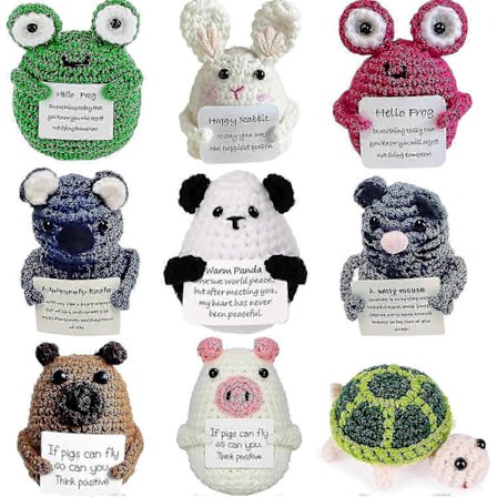 Mini Sjov Positiv Kartoffel, blødt Uld Strikket Legetøj 7,6 cm Sød Hæklet Dukke Med Positivt Kortdekoration Opfordring Støtte Til Fødselsdags 