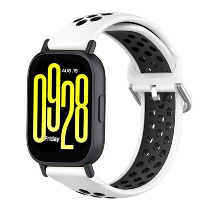 Armband för Xiaomi Redmi Watch 5 Active/watch 5 Lite 22mm Tvåfärgat Andningsbart silikonarmband (vit svart)