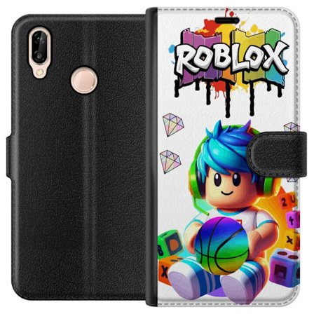 Yhteensopiva Lompakkokotelo Huawei Huawei P20 lite Värikäs Roblox-kuvitus pelihahmolla, leluilla ja energialla, täydellinen pelifaneille ja moderni