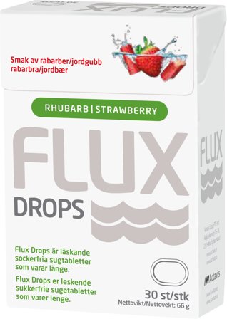 Flux Drops sugetabletter rabarbra/jordbær 30 stk