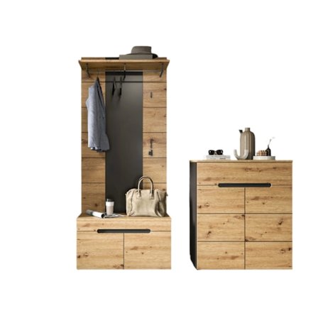 Rootz 4 -delars garderobset - Hallmöbler - Lagringslösning - enkel installation - 175 cm x 190 cm x 37 cm