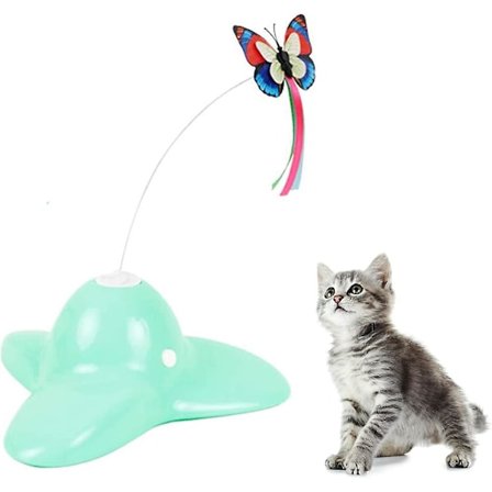 Kissan lelut Sähköinen perhonen Pyörivä kissanpentu lelu Interaktiivinen teaser kissan lelu Hauska Heilwiy lahja
