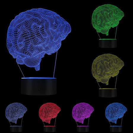 Anatomisk Hjerneform 3D Optisk Illusjon Nattelys Medisinsk Vitenskap Hjerneorgan Magisk Lys Kreativ Bordlampe Belysning