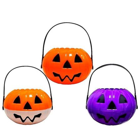 3st Halloween Bärbar Pumpa hink Halloween Dekorativ Rekvisita Lila Orange