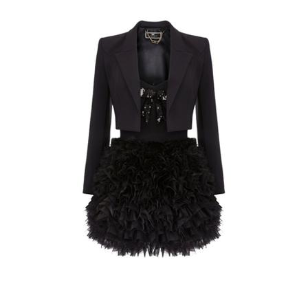 Elisabetta Franchi Mini Kjole with gathered tulle Nederdel Sort, Dame