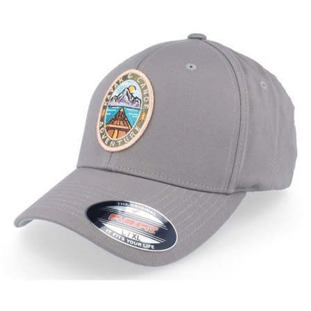 Wild Spirit - Grå flexfit Keps - Kayak & Canoe Adventure Grey Wooly Combed @ Hatstore