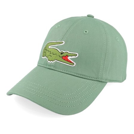 Lacoste - Vihreä unconstructed Lippis - Large Logo Vert Kaki Green Dad Cap @ Hatstore