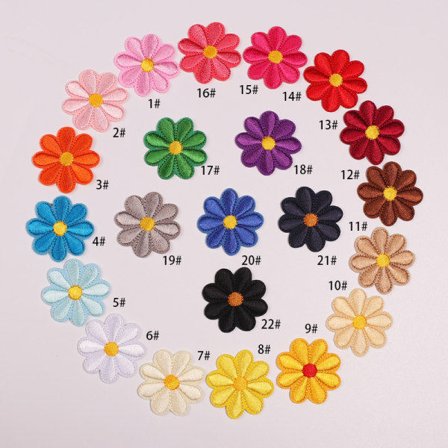 22 stk Stryke-på-lapper Mini Broderte Lapper Blomster Stryke-på-lapper