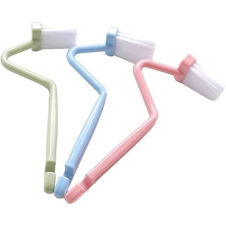 Bøyelig børste toalettbørste buet hjørnebørste. Bøyelig børste toalettbørste buet hjørnebørste (3 stk, blå+grønn+rød)