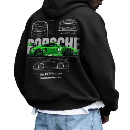 Setcar Porsche911- print för män Modetröja med huv för män och kvinnor Color15 XS