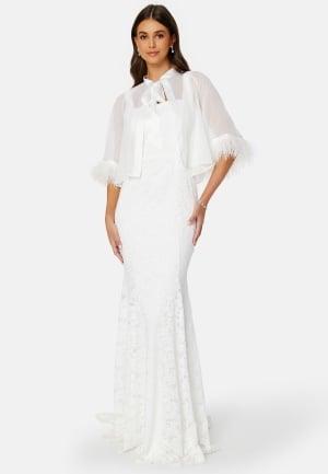 Bubbleroom Occasion - Marilyn Faux Feather Cover up XXS/XS - White - Bröllop - Dam